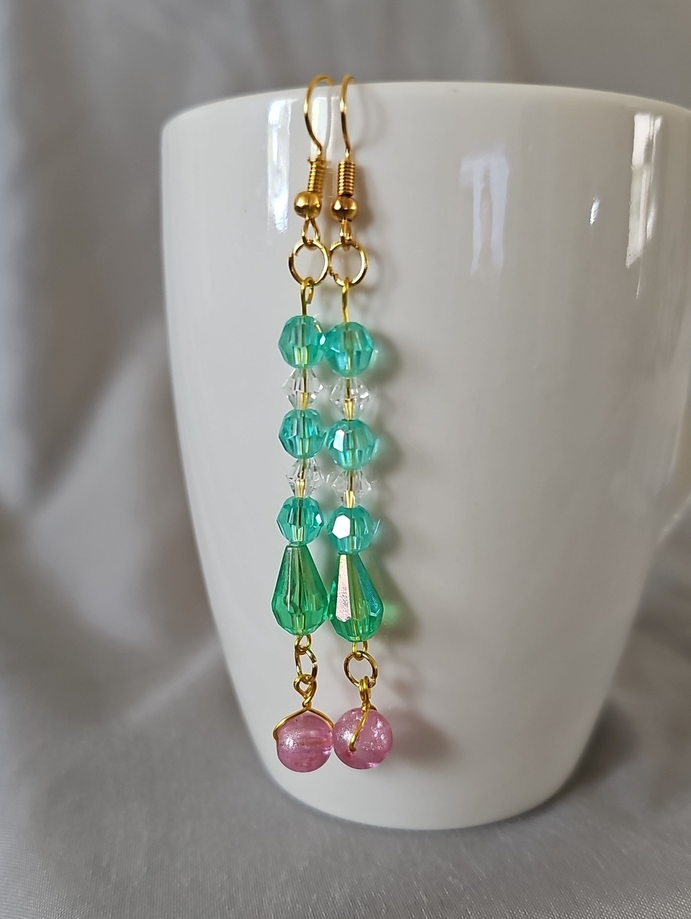 Handmade Multicolored Beaded Drop Earrings